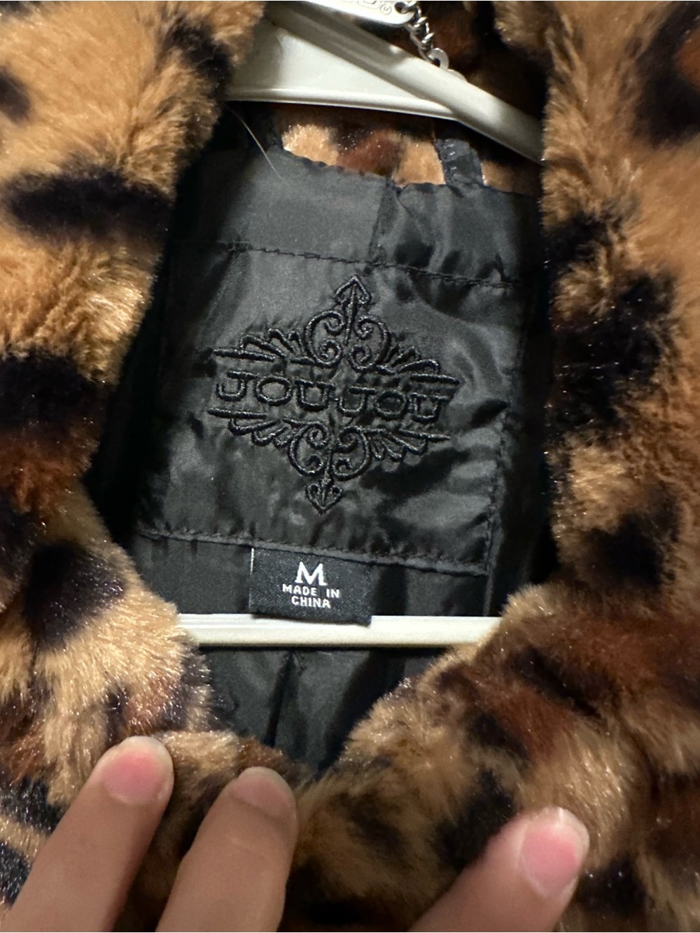 Jou Jou Leopard Print Faux Fur Jacket in Brown and Black - Picture 2 of 5